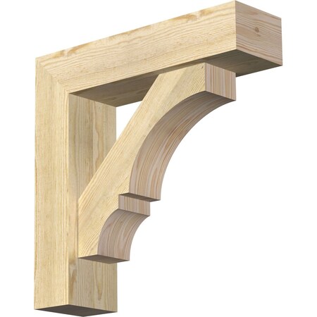 Ekena Millwork Balboa Block Rough Sawn Bracket w/ Offset Brace, Douglas Fir, 6"W x 22"D x 22"H BKT0604X22X22BOA05RDF